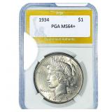1934 Silver Peace Dollar PGA MS64+