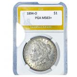 1894-O Morgan Silver Dollar PGA MS63+