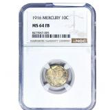 1916 Mercury Silver Dime NGC MS64 FB