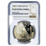 1994 Sliver $1 Vietnam NGC PF69 Ultra Cameo