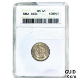 1868 Nickel Three Cent ANACS MS63