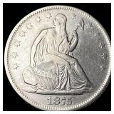 1875-S Silver Seated Liberty Half Dollar  NEARLY