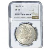 1884-CC Morgan Silver Dollar NGC MS61