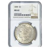 1899 Morgan Silver Dollar NGC MS62