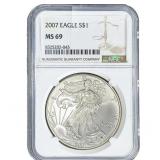 2007 Silver Eagle NGC MS69