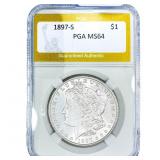 1897-S Morgan Silver Dollar PGA MS64