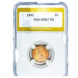 1942 Wheat Cent PGA MS67 RD