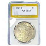 1923-S Silver Peace Dollar PGA MS64