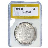 1890-CC Morgan Silver Dollar PGA MS65
