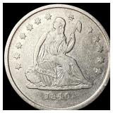 1840-O Silver Seated Liberty Quarter NEARLY UNCIRC