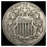 1866 Shield Nickel NEARLY UNCIRCULATED