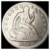 1863-S Silver Half Dollar LIGHTLY CIRCULATED