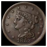 1853 Braided Hair Half Cent CLOSELY UNCIRCULATED