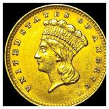 1862 Gold $1 Indian Princess Head CLOSELY UNCIRCUL