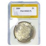 1884 Morgan Silver Dollar PGA MS65 PL