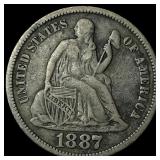 1887-S Silver Seated Liberty Dime NEARLY UNCIRCULA