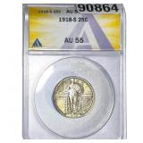 1918-S Standing Liberty Quarter ANACS AU55
