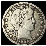 1908-D Silver Barber Quarter LIGHTLY CIRCULATED