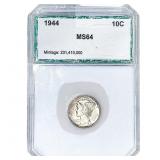 1944 Mercury Silver Dime PCI MS64