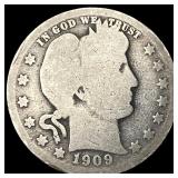 1909 Barber Quarter NICELY CIRCULATED