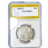 1858-O Seated Liberty Half Dollar PGA MS62+