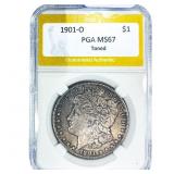 1901-O Morgan Silver Dollar PGA MS67 Toned