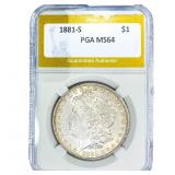 1881-S Morgan Silver Dollar PGA MS64