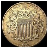 1867 Shield Nickel NEARLY UNCIRCULATED