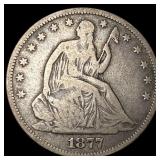 1877 Seated Liberty Half Dollar LIGHTLY CIRCULATED
