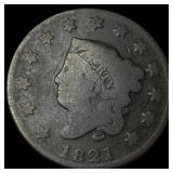 1821 Coronet Head Large Cent NICELY CIRCULATED