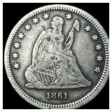 1861 Silver Seated Liberty Quarter HIGH GRADE