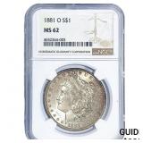 1881-O Morgan Silver Dollar NGC MS62