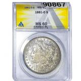 1881-O Morgan Silver Dollar ANACS MS60 Cameo PL