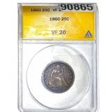 1860 Seated Liberty Quarter ANACS VF20