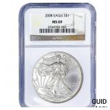 2008 Silver Eagle NGC MS69