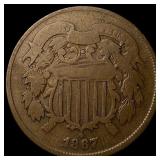 1867 Shield Two Cents NICELY CIRCULATED