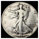 1938-D Silver Walking Liberty Half Dollar LIGHTLY