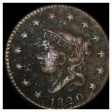 1820 Coronet Head Large Cent NICELY CIRCULATED