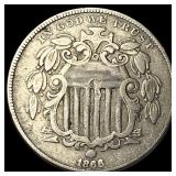 1868 Shield Nickel ABOUT UNCIRCULATED