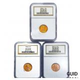 [3 Coins] 1944-D,S Wheat Cent NGC MS66 RD