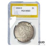 1934-D Silver Peace Dollar PGA MS63