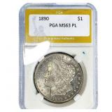 1890 Morgan Silver Dollar PGA MS63 PL