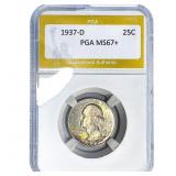 1937-D Washington Silver Quarter PGA MS67+