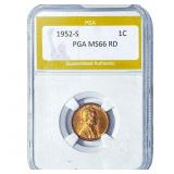 1952-S Wheat Cent PGA MS66 RD
