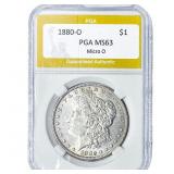 1880-O Morgan Silver Dollar PGA MS63 Micro O