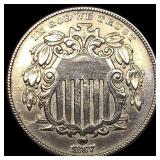 1867 Shield Nickel NEARLY UNCIRCULATED
