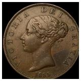 1855 Great Britain Copper 1/2 Penny