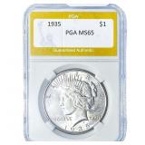 1935 Silver Peace Dollar PGA MS65