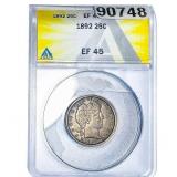 1892 Barber Quarter ANACS EF45
