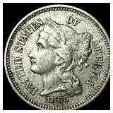 1869 Nickel Three-Cent Piece NEARLY UNCIRCULATED
